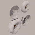 Modern Gray Round Wall Lamps Set of Four with White Light Bulbs