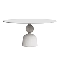 Elegant Round Table With Metallic Top And Dark Marble Spherical Base Design Elements 3d model