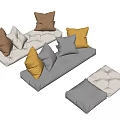 Modern Cushion Bay Window Cushion Combination 3d model
