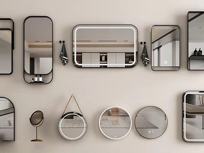 Modern Mirrors With Various Shapes For Home Wall And Tabletop Decor 3d model