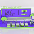 DIY Market Photo Spot With Vibrant Purple Structure Circular Holes And Green Tree Decor