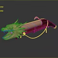Decorative Dragon Head Weapon With Metal Body And Wooden Handle Design
