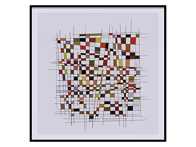 Vibrant Abstract Geometric Painting With Colorful Blocks And Black Frame 3d model