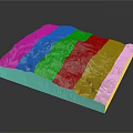 Square Metallic Mountain Model With White Base And Textured Surface