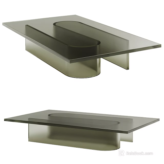 Modern Sleek Coffee Table Featuring Glass Tabletop And Metallic Support Structure Design 3d model