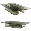 Modern Sleek Coffee Table Featuring Glass Tabletop And Metallic Support Structure Design 3d model