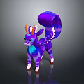 Fantasy Character Design Of Purple Blue Mythical Creature With Horns And Fluffy Tail