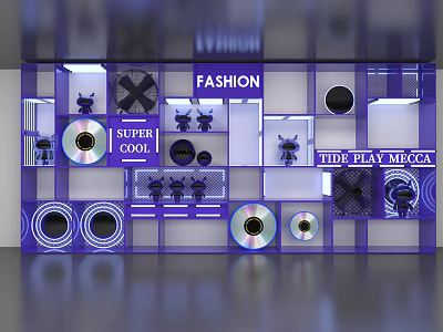 Fashion Exhibition Hall With Super Cool Tide Play Mecca CD Displays And Circular Decorations 3d model