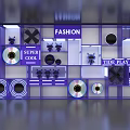 Fashion Exhibition Hall With Super Cool Tide Play Mecca CD Displays And Circular Decorations