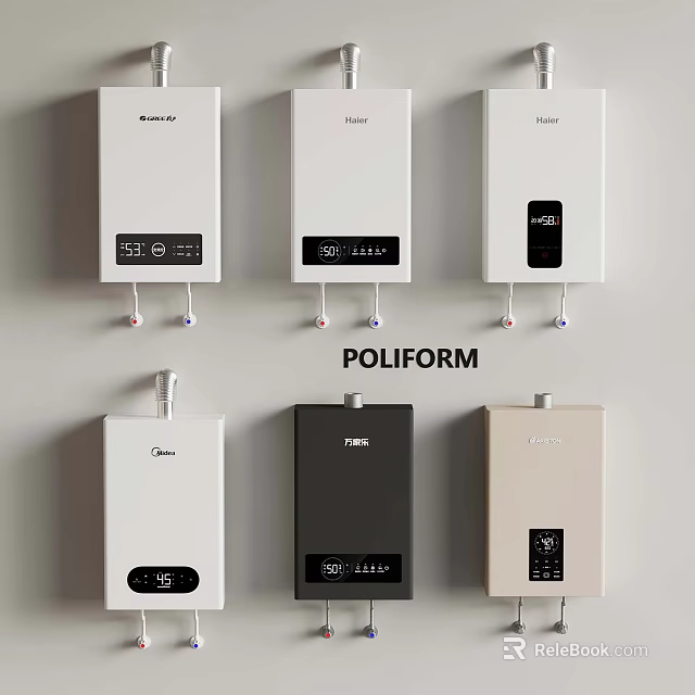 POLIFORM Wall Mounted Water Heaters With Digital Displays And Various Designs 3d model 