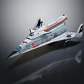 Spaceship Model With White Body Red Star Black Wings And Reflective Surface