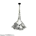 Modern Hanging Chandelier With Silver Chain And Circular Glass Shades