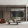 Modern Living and Dining Room Interior Design With Grey Sofa Brown Chair And Floor Lamp