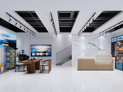 Modern 4S Store Showroom Interior With Reception Desk Display Area And Lighting Design 3d model