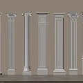 White Classical Columns With Various Ornate Architectural Designs And Details 3d model