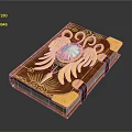 Ornate Leather Book With Golden Wings Central Gemstone And Intricate Decorative Patterns 3d model