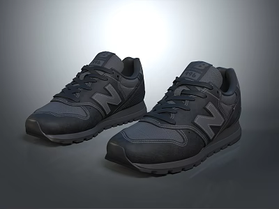 Black Casual Athletic Sneakers With Logo And Comfortable Sole For Everyday Wear 3d model