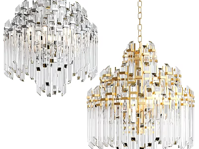 Modern Crystal Chandeliers With Glass Pendants And Metal Frame Design 3d model