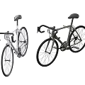 Two Modern Bicycles With Curved Handlebars White And Dark Frames