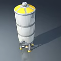 White Cylindrical Swing Door Tank With Yellow Top And Support Legs