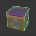 Stylish Wooden Cube Pet Furniture With Soft Blue Cushion And Circular Side Holes