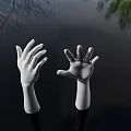 Man Reaching Hands Up From Dark Water With Tree Reflections 3d model