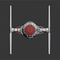 Detailed Futuristic Cosmic Starfighter Model With Angular Wings And Red Fuselage