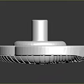 Modern Silver Circular Metal Decorative Object With Shiny Surface Perforated Holes And Striped Design