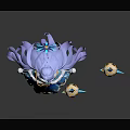 Game Movie Character In Blue White Outfit Long Hair Holding Yellow Orb And Blue Weapons