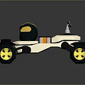 Remote Control Robot Vehicle With Large Black Yellow Wheels And White Body Antenna