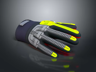 Modern Black and Yellow Glove with Textured Fingers and Stylish Accents for Daily Use 3d model
