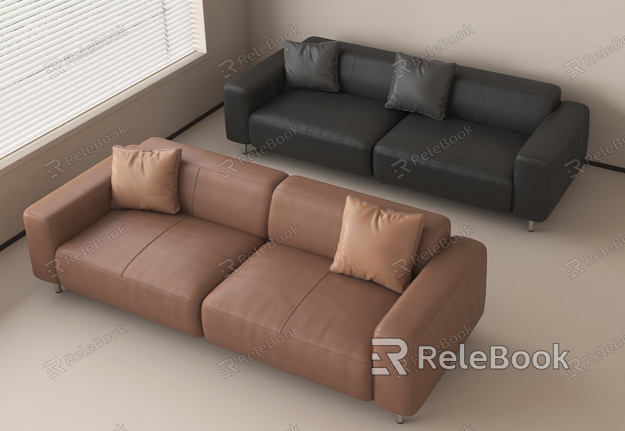 Modern two-seat sofa Leather two-seat sofa model