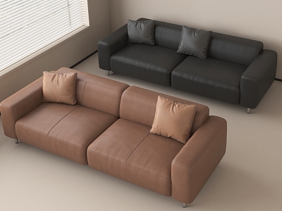 Modern two-seat sofa Leather two-seat sofa model