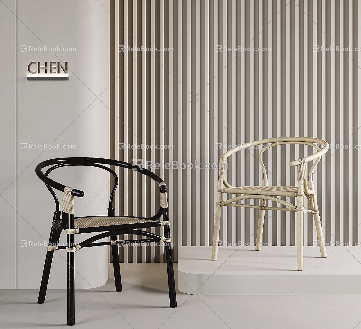 Quiet Rattan Single Chair 3d model