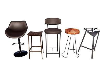 Diverse Collection Of Stylish Bar Stools With Leather Wooden And Metal Frame Designs 3d model