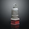 Traditional Musical Instruments and Art Supplies With Bronze Bell Decorative Ring Top Red Wooden Base