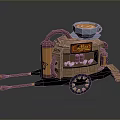 Vintage Coffee Cart Design With Coffee Cup Sign Wheel And Pipes