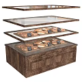 Commercial Bread Display Equipment With Three Glass Tiers And Wooden Cabinet