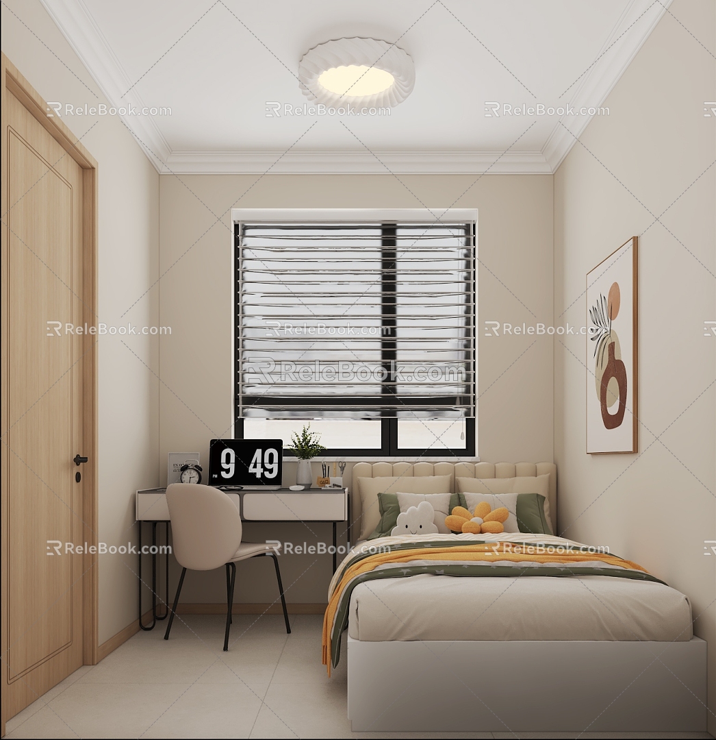 Cream wind bedroom 3d model