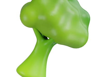 Vibrant Green Broccoli Vegetable with Smooth Curved Stem and Florets 3d model