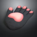 Detailed Animal Paw With Five Pink Toe Pads And Dark Textured Surface