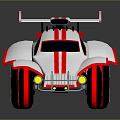 White And Red Supreme Race Car With Streamlined Body Red Stripes And Black Wheels