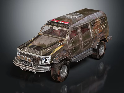 Military Vehicle With Camouflage Exterior Roof Warning Lights Rugged Design And Large Tires 3d model
