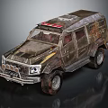 Military Vehicle With Camouflage Exterior Roof Warning Lights Rugged Design And Large Tires
