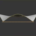 White Irregular Shaped Panel With Brown Wooden Frame And Smooth Surface