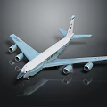 Light Blue US Air Force Aircraft With Four Engines And Reflective Surface