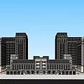 Modern Office Building Complex With Symmetrical High Rise Structures And Open Plaza 3d model