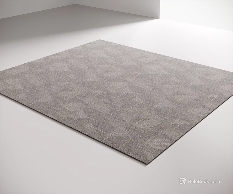Gray Square Carpet With Geometric Pattern And Woven Texture For Modern Interior 3d model 