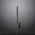 Decorative Weapon Knife With Silver Blade Golden Handle And Red Grip Design