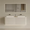 Modern Bathroom Vanity With Double Sinks Rectangular Mirror And White Cabinet 3d model
